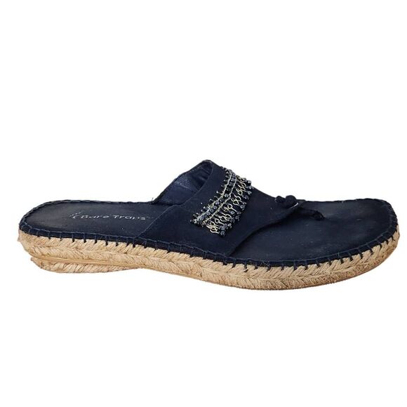 Bare Traps Karma Beaded Flip Flops in Dark Navy Size 7 Navy Boho Sandals - Picture 1 of 8
